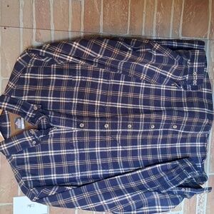 Men’s Ridgecut Navy Plaid Button-Down Shirt Size Large